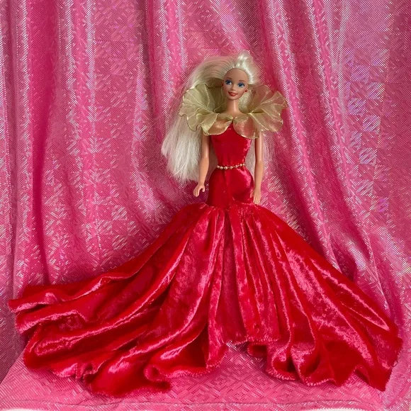 barbie red velvet dress 2007 Holiday Barbie Doll Red Velvet Christmas Dress Mattel #K7958